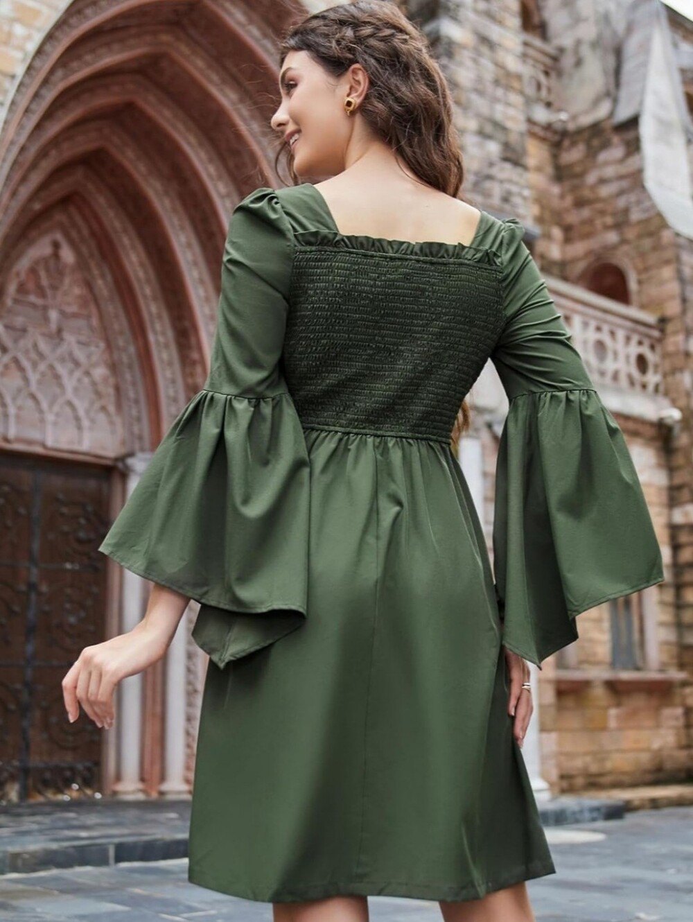Scarlet Darkness | Renaissance Corset Dress W POCKETS - Green (S) - Picture 3 of 8